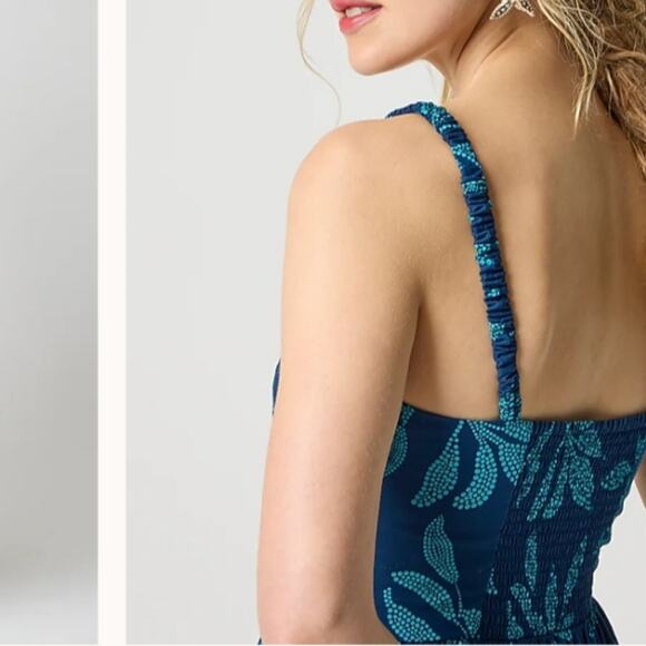 NEW J. Crew Poplin Blue Coral Midi Dress Seaport Blue Cenote - Picture 3 of 13